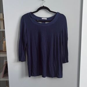 Le Lis Navy Blue 3/4 Sleeve Relaxed Blouse